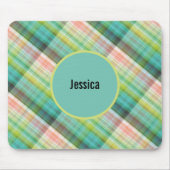 Tapis De Souris Monogramme moderne Tartan vert Tan Plaid (Devant)