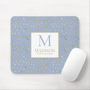 Tapis De Souris Monogramme Moderne Tendance Goutte de Pluie Or Ble