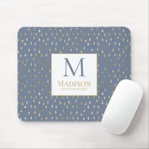 Tapis De Souris Monogramme Moderne Tendance Goutte de Pluie Or Ble