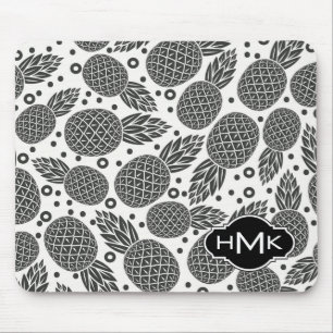 Tapis De Souris Monogramme monochrome des ananas