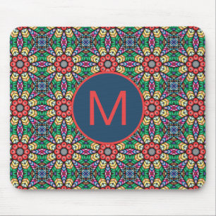 Tapis De Souris Monogramme Motif de kaléidoscope coloré