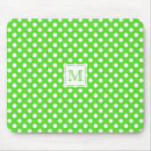 Tapis De Souris Monogramme : Mousepad à pois vert et blanc (Devant)