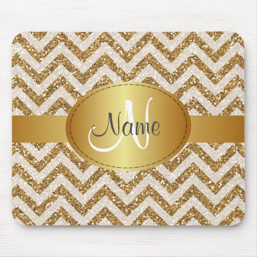 Tapis De Souris Monogramme Mousepad de chevron de parties (Devant)