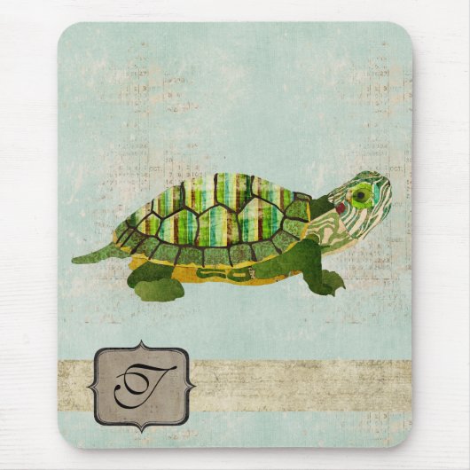 Tapis De Souris Monogramme Mousepad de tortue de jade (Devant)