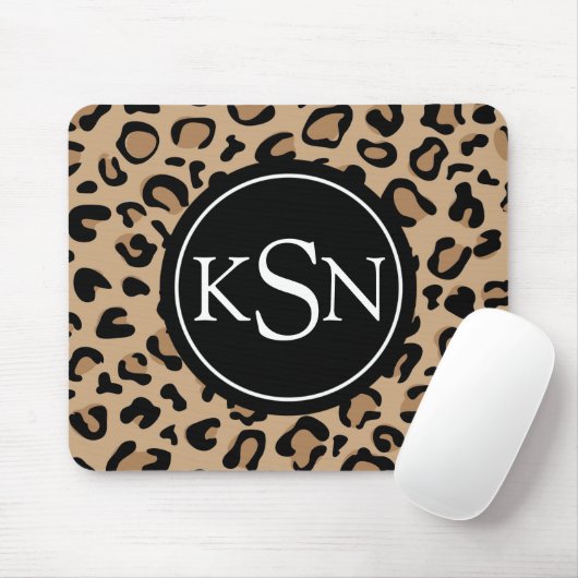 Tapis De Souris Monogramme Mousepad d'empreinte de léopard (Avec souris)