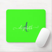 Tapis De Souris Monogramme Néon Fluorescent Vert (Avec souris)