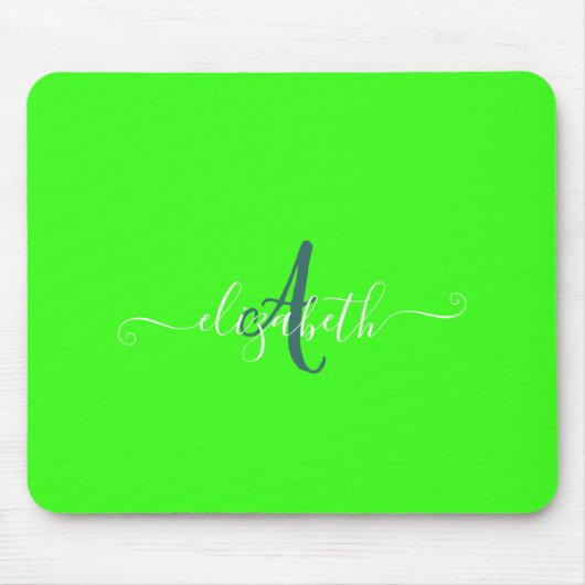 Tapis De Souris Monogramme Néon Fluorescent Vert (Devant)