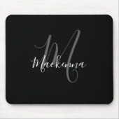 Tapis De Souris Monogramme noir blanc élégant moderne Script Girly (Devant)