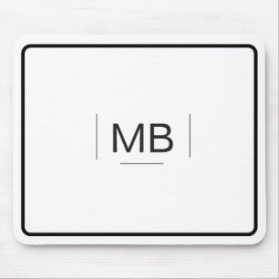 Tapis De Souris Monogramme noir blanc simple professionnel
