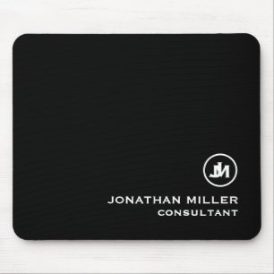 Tapis De Souris Monogramme noir et blanc minimaliste