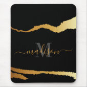 Tapis De Souris Monogramme noir et doré (Devant)