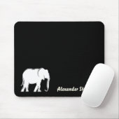 Tapis De Souris Monogramme noir minimal d'éléphant blanc (Avec souris)