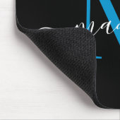Tapis De Souris Monogramme noir moderne Élégant Script Girly (Coin)