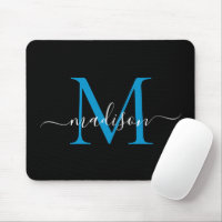 Monogramme noir moderne Élégant Script Girly