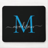 Tapis De Souris Monogramme noir moderne Élégant Script Girly (Devant)