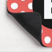 Tapis De Souris Monogramme noir Motif à points rouges (Coin)