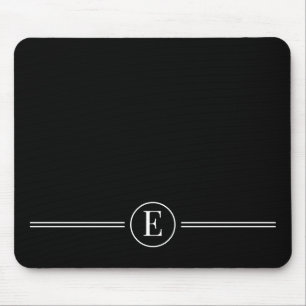 Tapis De Souris Monogramme noir simple et moderne