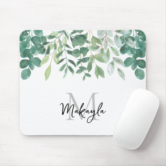 Tapis De Souris Monogramme Nom Folithe vert (Avec souris)