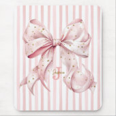 Tapis De Souris Monogramme Nom Ruban Confetti Or Rose (Devant)