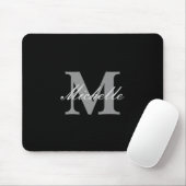 Tapis De Souris Monogramme nommé noir et blanc fascinant (Avec souris)