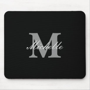 Tapis De Souris Monogramme nommé noir et blanc fascinant