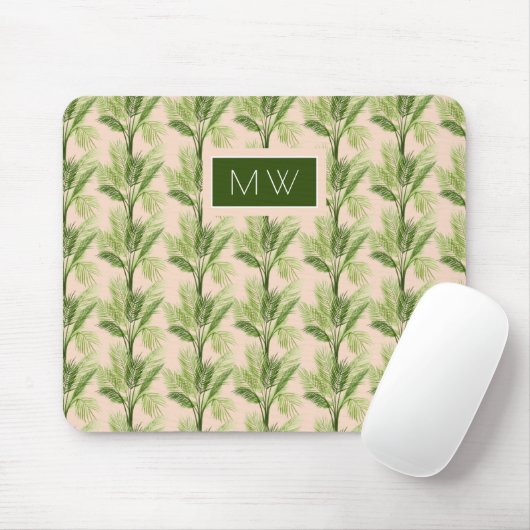 Tapis De Souris Monogramme | Oasis intérieure | Motif Palm Tree (Avec souris)