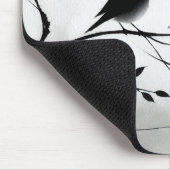 Tapis De Souris Monogramme Oiseaux noirs et blancs simples dans le (Coin)