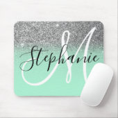 Tapis De Souris Monogramme Ombre de Parties scintillant verte et a (Avec souris)