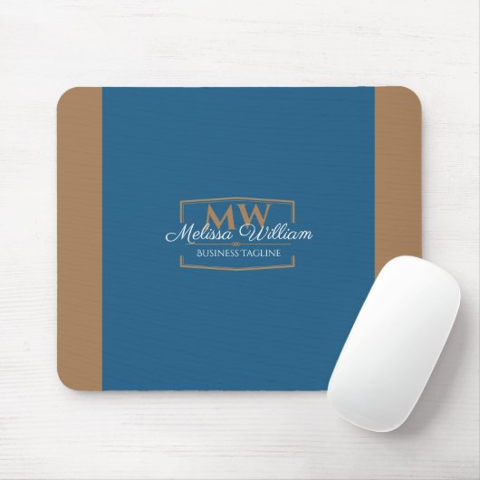 Tapis De Souris Monogramme or bleu simple (Avec souris)