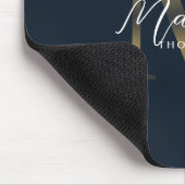 Tapis De Souris Monogramme Or et Bleu Nuit Métallisé Chic Script (Coin)