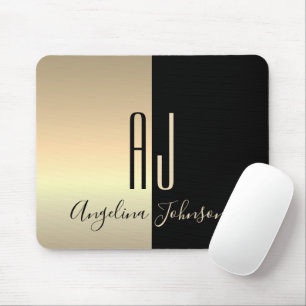 Tapis De Souris Monogramme Or Noir