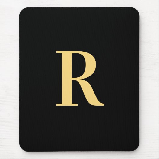 Tapis De Souris Monogramme Or noir moderne (Devant)