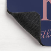 Tapis De Souris Monogramme or Rose bleu marine moderne (Coin)