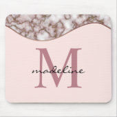 Tapis De Souris Monogramme or Rose brut moderne Mousepad (Devant)