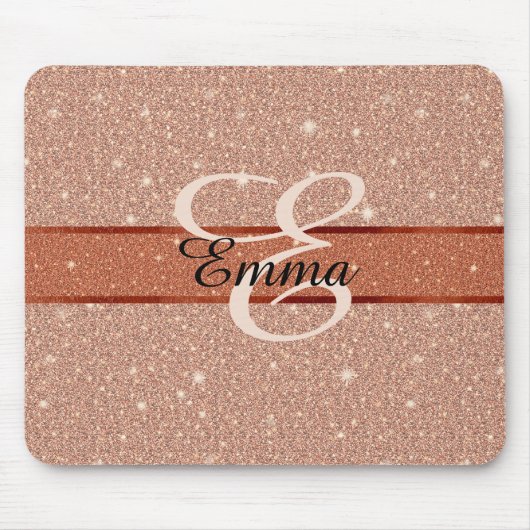 Tapis De Souris Monogramme or Rose fille (Devant)