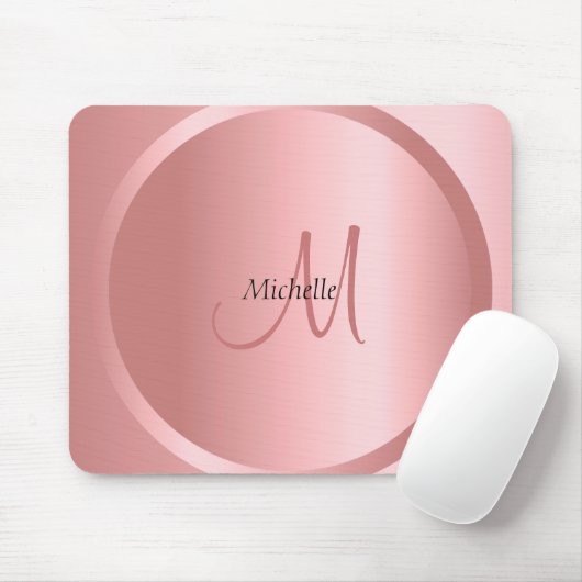 Tapis De Souris Monogramme or Rose tendance Elégant Modèle (Avec souris)