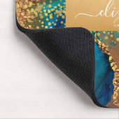 Tapis De Souris monogramme or turquoise marbre orange aquarelle (Coin)