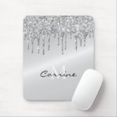 Tapis De Souris Monogramme Parties scintillant à goutte d'argent P (Avec souris)
