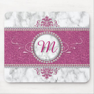 Tapis De Souris Monogramme Parties scintillant rose fille