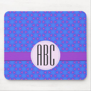 Tapis De Souris Monogramme personnalisé bleu violet