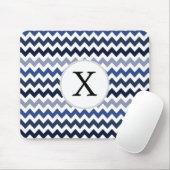 Tapis De Souris Monogramme personnalisé Blue Chevron (Avec souris)
