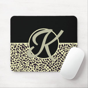 Tapis De Souris Monogramme Personnalisé Crème Noir Léopard
