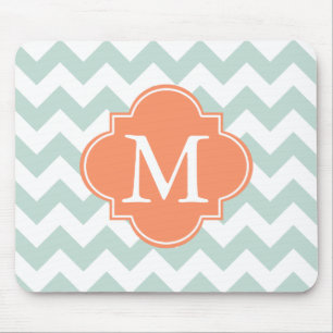 Tapis De Souris Monogramme personnalisé de menthe et d'orange mode