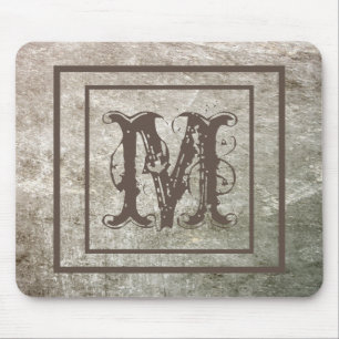 Tapis De Souris Monogramme personnalisé en pierre rustique désaffe