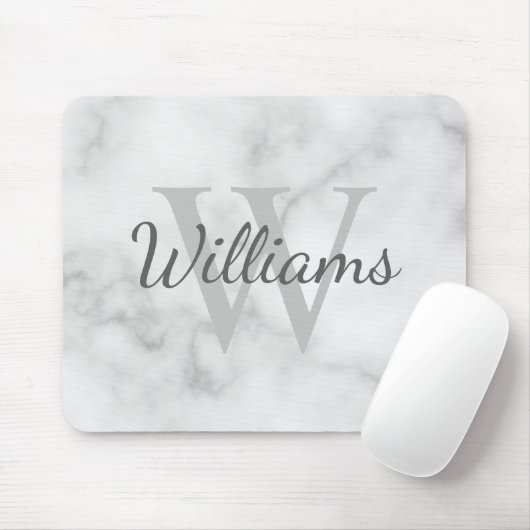 Tapis De Souris Monogramme personnalisé et apparence de marbre de (Avec souris)