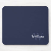 Tapis De Souris Monogramme personnalisé et nom Navy Blue (Devant)
