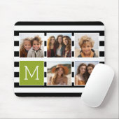 Tapis De Souris Monogramme Personnalisé Lime Noir Striped Photo Co (Avec souris)