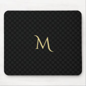Tapis De Souris Monogramme personnalisé Motif de chèques noirs Bur (Devant)