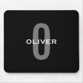 Tapis De Souris Monogramme personnalisé noir gris blanc Nom (Devant)