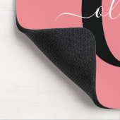 Tapis De Souris Monogramme personnalisé Nom de script noir blanc r (Coin)